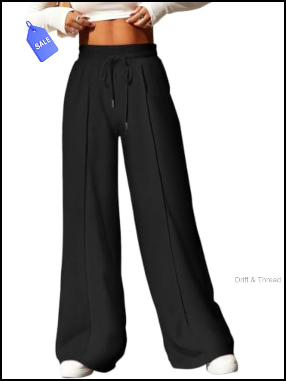 Wide Leg Sweatpants High Waisted Drawstring Pleated Pants